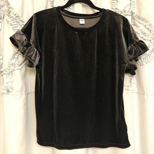 Old Navy Velour Glitter Blouse Ruffle Sleeve